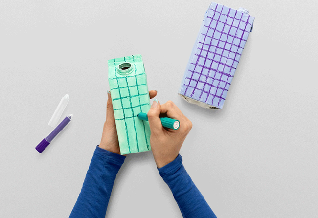 Drawing Patterns on Painted Milk Carton